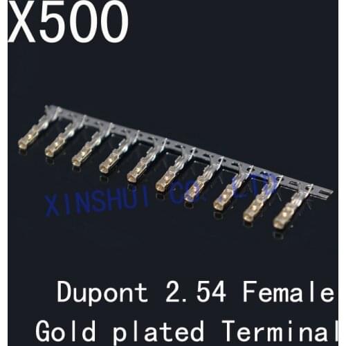 500pcs 2.54mm Dupont Jumper Wire Cable Housing Female Pin Connector Terminal gold plated