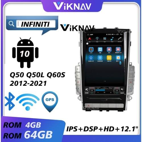 Car gps navigation multimedia video player for infiniti q50 q50l q60s 2012-2021 android auto radio car audio tape recorder