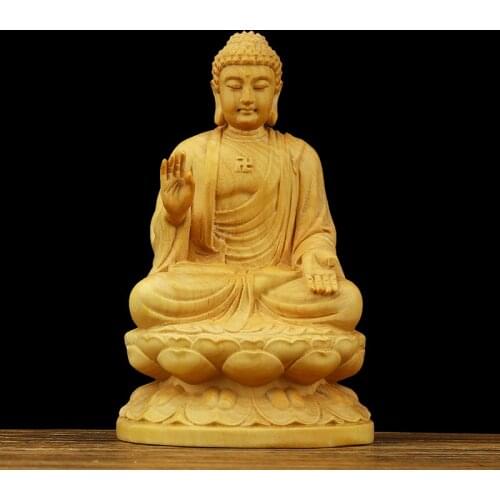 Buddha Sakyamuni Wood Carving Boxwood Figurine Buddha Statue Small Buddha Sculpture Crafts buda estatua GY54
