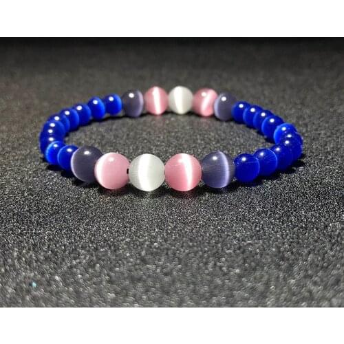 Beads For Bracelets Jewelry Cat Eye Four Mix Colors Beads Round Crystal Bracelet Natural Stone Opal Elastic Cord Women Bracelet
