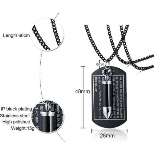 GCN7 s925 silver Sutra pendant bullets black + steel mens Necklace Pendant gift