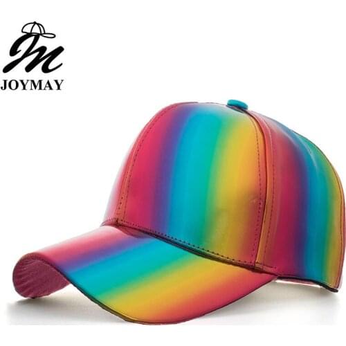 Joymay New arrival Shining PU Baseball Cap Unisex Super cool Snapback Hats Casual Adjustable Caps B555