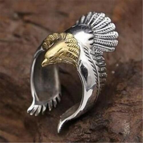 Viking Eagle Rings for Women Man - US Sizes 8/9/10/11/12 Eagle Jewelry Gold Eagle Bird Flying Totem Animal Feather Ring #KL38FH