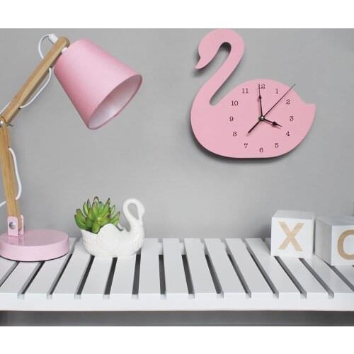 Nordic Cute Swan crown shape Wall Clock Monochrome for Children kids room decoration Figurines gift Photography props 1piece