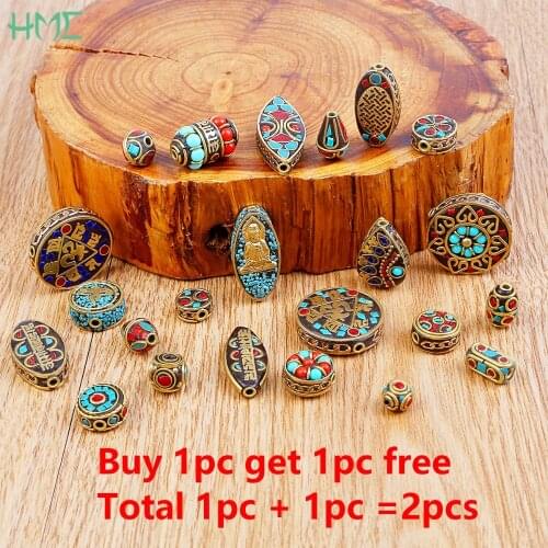 Pattern Brass Nepal Tibetan Antique Golden Pendant Charms Spacer Beads for Necklace Bracelet Earring DIY Jewelry Making Handmade