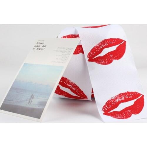76mm Lips printed Webbing Valentines Day gift wrap ribbon day colored packaging ribbon flowers decoration 10M/lot