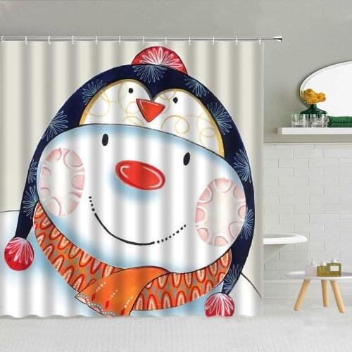 Cute Cartoons Animals Shower Curtain Penguin Creative Bathroom Decor Elephant Kangaroo Bear Turtle Waterproof Curtains Set Hooks