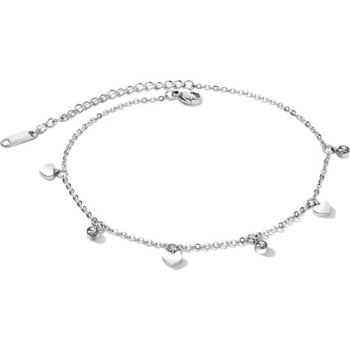 Cute Crystal Ball Rose Gold Color Heart Anklet Bracelet Single Foot Chain Anklets for Women Foot Jewelry Ankle Bracelet Birthday