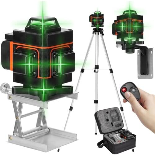 KKmoon Multifunctional 4D 16 Lines Laser Level Self-leveling Level Tool with Heights Adjustable Alloy Extension Bar Tripod Stand