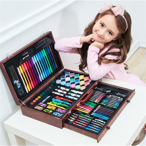 123PCS Kids Painting Drawing Art Set with Crayons Oil Pastels Watercolor Markers Colored Pencil Tools for Boys Girls Gift