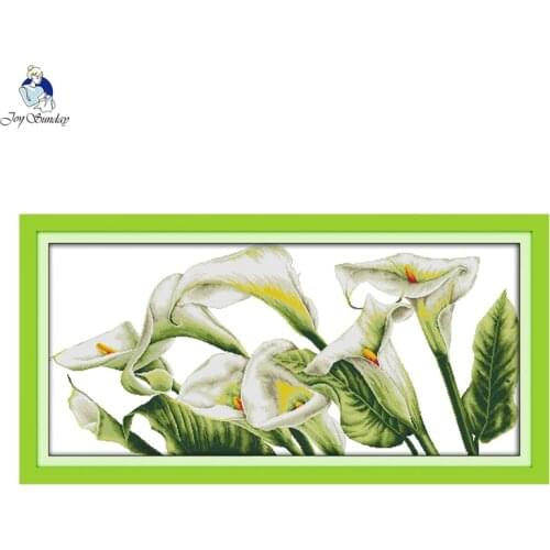 Calla Lily Count Cross Stitch DIY Flower Pattern 14ct 11ct Canvas Printed Embroidery Set Needlework Kit Home Decoration Painting