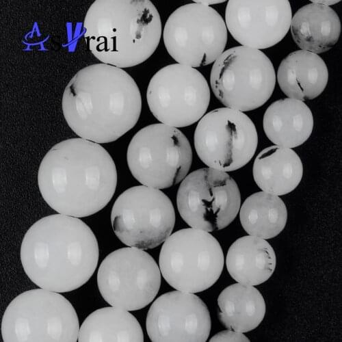 Natural Stone Black Rutilated Quartz Jades Spacer Loose Round Beads For Jewelry Making 6/8/10mm Diy Bracelets Accessories 15"