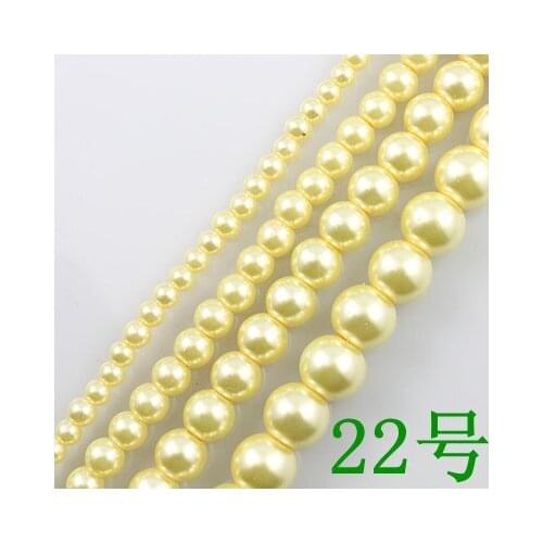 Wholesale Beige Color With Hole Glass Imitation Pearl Round Sewing Beads DIY Jewelry Making Accessories 4.6.8.10.12.14mm GL-15