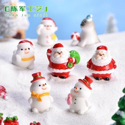 1pc Santa Claus Snowman Christmas Figurine Model Bonsai Garden Fairy Decor Glass DIY Accessories Home Decoration Miniature Craft