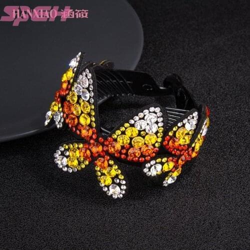 Pill head hair machine Korean adult elegance crystal butterfly with tooth anti-slip hair ring twisting clip hair ornament