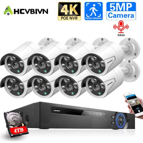 H.265 POE CCTV camera Security System NVR 16CH Full HD 4K 5MP kit plug and play Surveillance Outdoor IP Camera Set POE Equipment