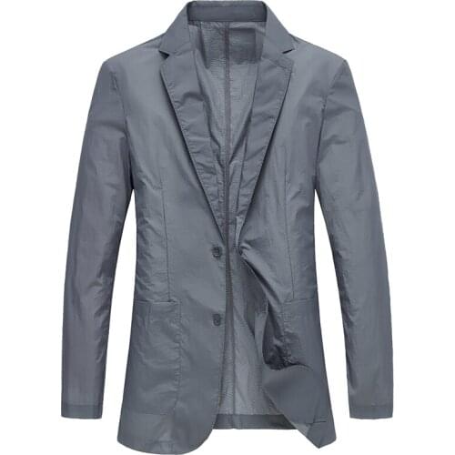 Light Men Casual Blazers Fast Dry Single Layer Spring Summer Breathable Suit Jacket Ultrathin Sunscreen Outdoor Daily Life Work