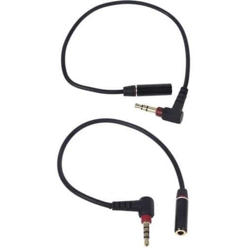 26cm 90 Degree 3 4poles 3.5mm Extension Aux Cable for Headphones Car MP3 Speaker Cellphone Tablet Computer Laptop