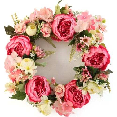 Wreaths Peony Holiday Flavor Red For Wedding Festival Celebration Semi-handmade Garland Autumn Home Door Wall Decoration