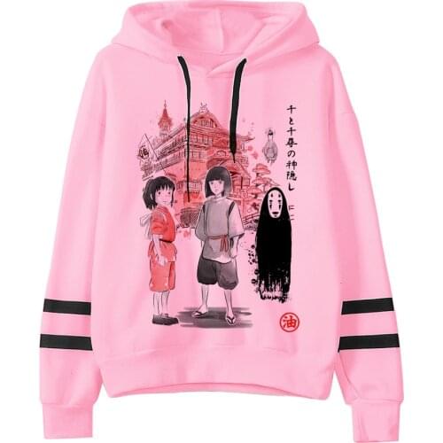 Totoro Spirit Away hoodie women funny Japanese cartoon pink Sweatshirt kawaii harajuku hood streetwear female clothes