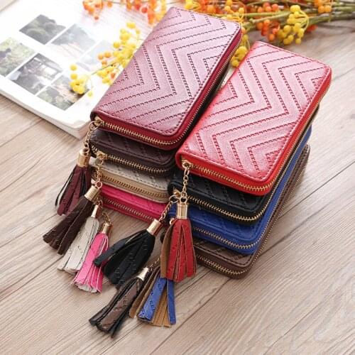 Female High Quality Clutch Money Bag Pu Leather Wallet Long Wallet Women Purses Tassel Fashion Coin Purse Card Holder Wallets