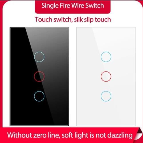1/2/3 WiFi Gang No Neutral Wire Touch Toughened Glass Indicator Light Smart Home Touch Light Wall Switch Panel For Home Supplies