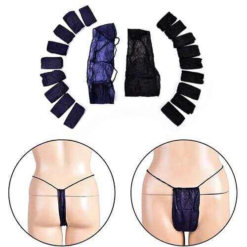 10Pcs/pack Travel Disposable G-string Panties Blue/Black Underwear T-back Saloon Spa Underwear