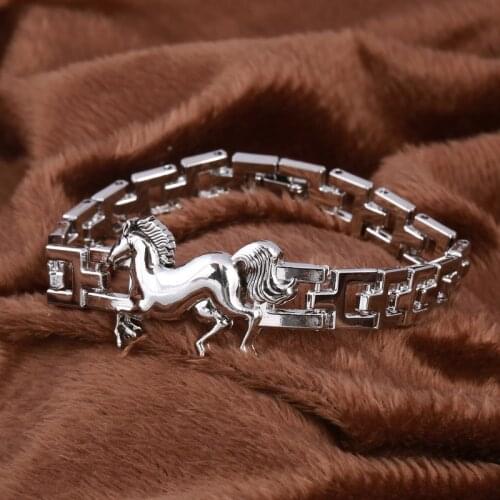 100% New Retro stainless steel horse Bracelet mens bracelet 2020 hip hop rock friends jewelry