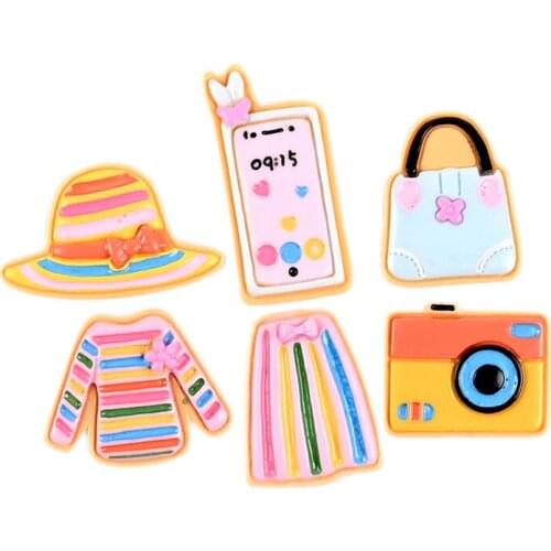 12 Pcs Clothes Hat Flat Back Resin Embellishment DIY Crafts Scrapbooking Phone Shell Patch Decor Arts Girls Hair Accessories