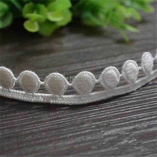 15MM Cute Off White Cotton Lace Trim Flat Ball Fringe DIY Sewing Decoration Accessory