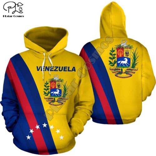 Men Women Venezuela all over print 3D Hoodies Funny country flag Sweatshirt Fashion Hooded Long Sleeve zipper unisex Pullover