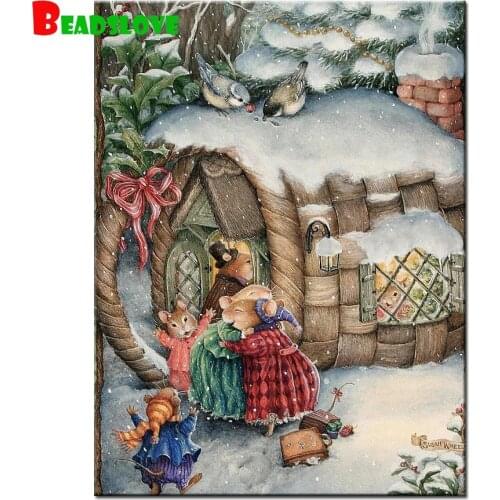 Diy Diamond Painting christmas snow rabbit Diamond Embroidery full Square round Drill Rhinestone Mosaic Diamond Picture