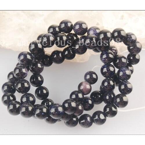 Free Shipping Beautiful Jewelry 6mm Blue Goldstone Round Women Men Spacers Loose Beads 15.5" G6256