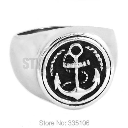 Free Shipping! Fashion Boat Anchor Biker Ring Stainless Steel Jewelry Vintage Cool Anchor Shape Motor Biker Men Ring SWR0413