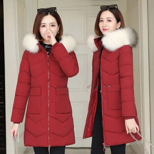 Big Fur Winter Female Jacket Woman Coat 2020 Hooded Winter Jacket Fashion Warm Down Cotton Parkas Women Plus Size Women Outwear