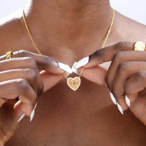 CZ Crystal Zircon Initials Heart Pendant Necklace 26 Letters Love Necklaces for Women Men Accessories