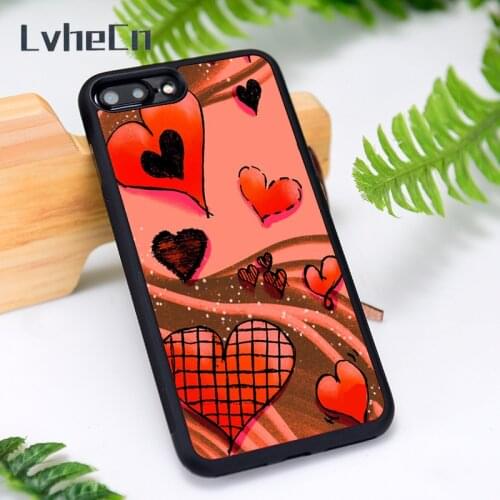 LvheCn Silicone Rubber Phone Case Cover for iPhone 6 6S 7 8 Plus X XS XR 11 12 Mini Pro Max RED HEARTS