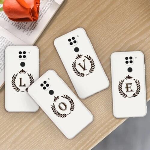 ASINA Initial Letter Case For Xiaomi Redmi Note 9 8 7 9T Original Liquid Silicone Cover For Redmi 9 9A Alphabet Funda Cute Capa