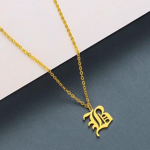 Chandler Fashion Letter B Necklaces Pendants Alphabet 3 Color Stainless Steel Choker Initial Necklace Women Girl Jewelry Collier