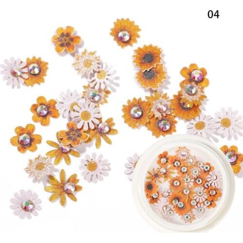 50PCS Bowknot Floral Nail Art Decoration Applique Sequins 3D Three-dimensional with Diamond Japanese Super Flash Nail Decoration