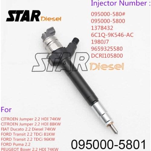STAR diesel Fuel Injector 095000-5801 095000-580# 1378432 6C1Q-9K546-AC 1980J7 9659325580 Auto Spare Parts