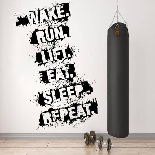 Fitness Wall Decal Gym Words Quote wall Stickervinyl bodybuilding fitness club wall decor art removable HJ1304