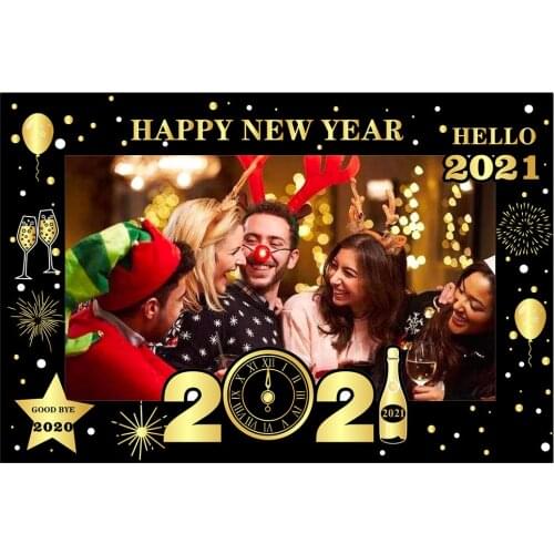2021 Paper Photo Frame Black Gold Photo Booth Props Happy New Year Eve Party Decoration Adult Hat PhotoBooth Christmas Supplies