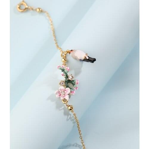 French new fashion trend simple hand-painted enamel fresh flower bird animal bracelet female wild hand ornament