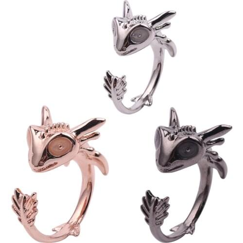 Hot Luminous Adjustable Copper Dragon Ring Open dark Gold Dragon Gothic Men Women rings Party Jewelry Accessories Gifts