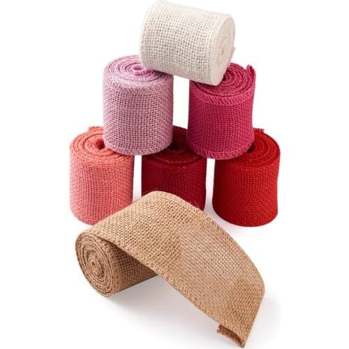 7rolls Linen Rolls Jute Burlap Ribbons For Jewelry Craft Making Christmas Gift Wrapping Wedding Festival Party Home Decoration