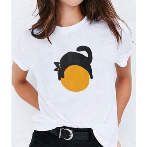 Summer Casual Women T-shirt Fashion Cat Animal Cartoon Print Tee Shirt Femme Short Sleeve Harajuku Shirt Tops Camiseta Mujer