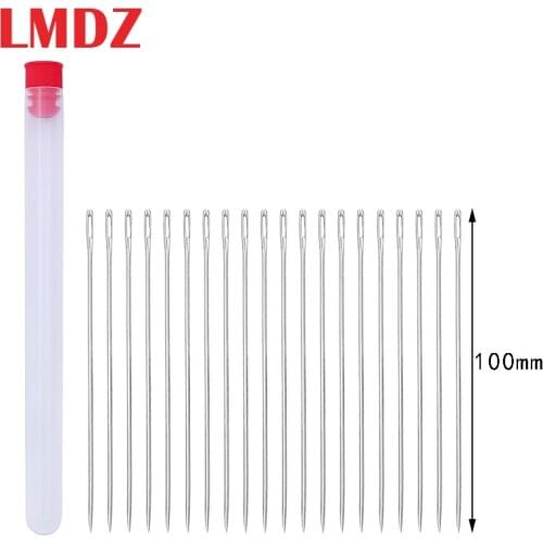 LMDZ 20pcs 100mm Large-Eye Stitching Needles Hand Sewing Needle for Leather Projects with Clear Bottle Thread Hand Sewing Needle