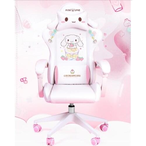 White cute cartoon chair bedroom comfortable computer chair family game electronic competition swivel chair anchor live broadcas