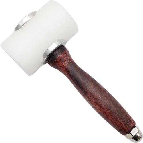 Leather Carving Hammer DIY Leather Craft Punch Cutting Nylon Hammer Tool with Wood Handle Leathercraft Carving Hammer